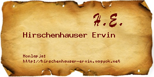 Hirschenhauser Ervin névjegykártya